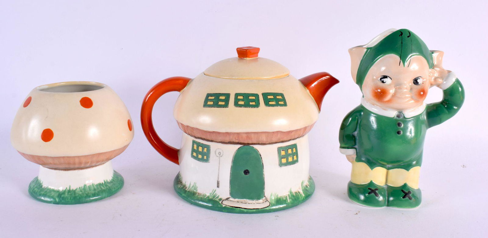 AN ART DECO SHELLEY MABEL LUCIE ATTWELL TEASET. Largest 15 cm x 15 cm. (3) (1 of 8)