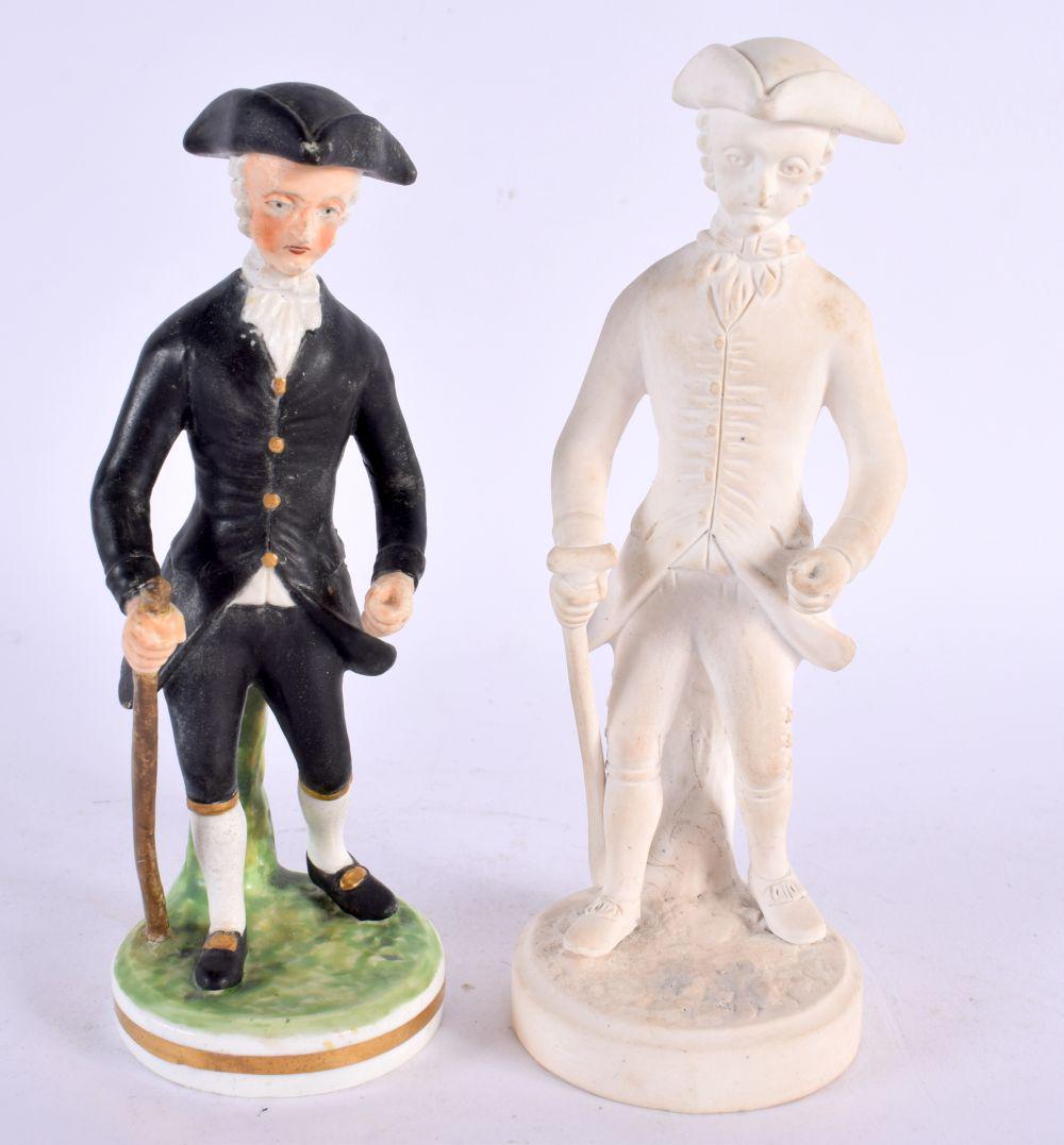 Late 18th century Derby biscuit figure of a Dr. Syntax and another Derby figure of a coloured Dr. Sy (1 of 5)