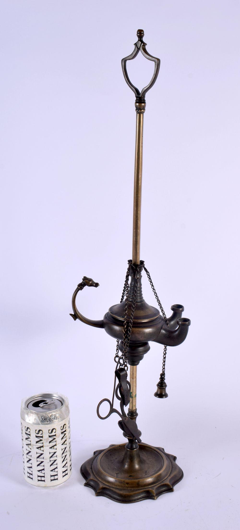 A LARGE 19TH CENTURY EUROPEAN GRAND TOUR BRONZE LAMP After the Antiquity, formed as an antiquity oil (1 of 5)
