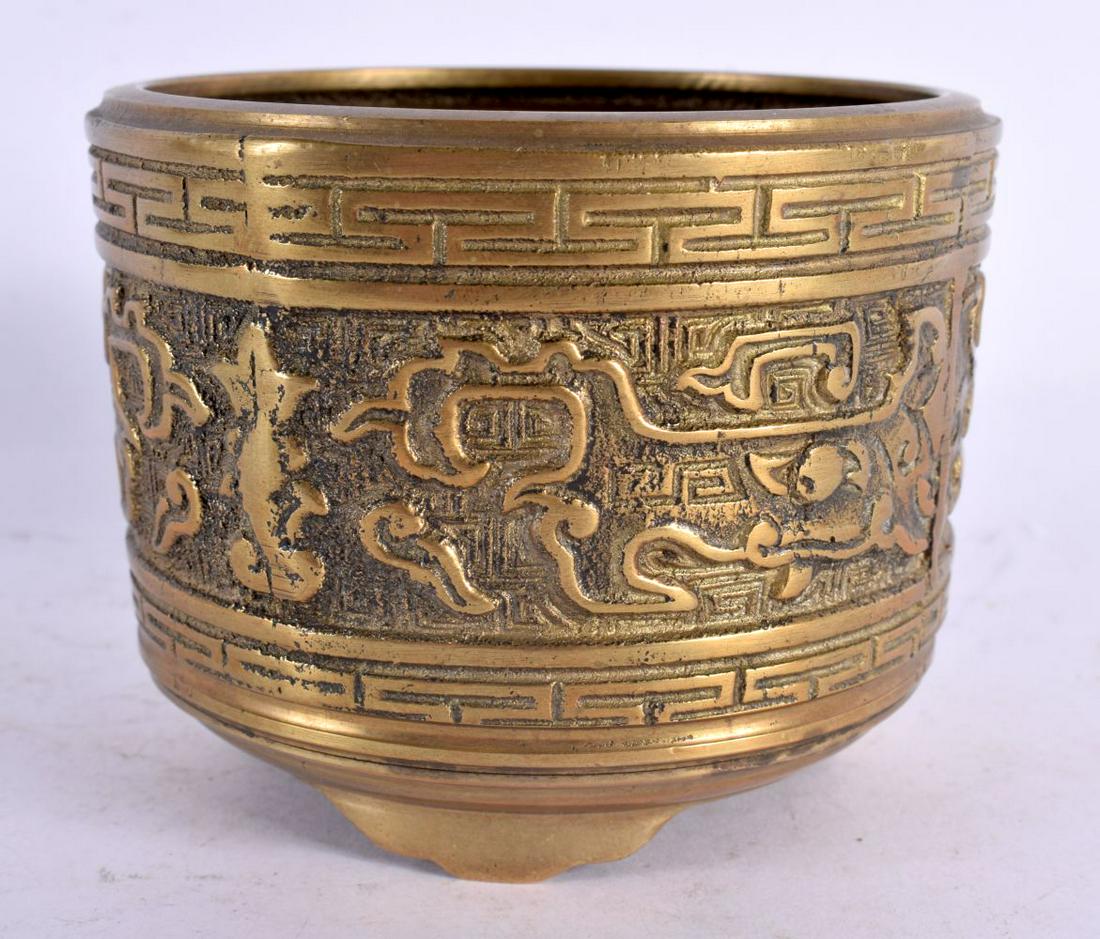 AN EARLY 20TH CENTURY CHINESE BRONZE CENSER Late Qing/Republic. 489 grams. 10 cm wide. (1 of 5)