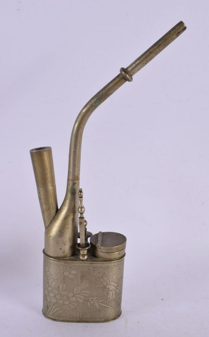 AN EARLY 20TH CENTURY CHINESE PAKTONG OPIUM PIPE Late Qing/Republic. 27 cm high.: AN EARLY 20TH CENTURY CHINESE PAKTONG OPIUM PIPE Late Qing/Republic. 27 cm high.