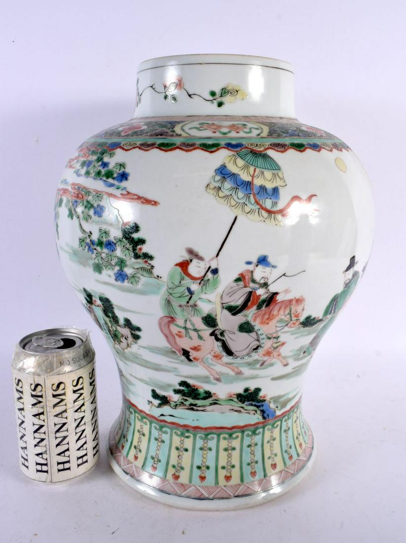 A LARGE CHINESE FAMILLE VERTE PORCELAIN BALUSTER VASE probably 19th century. 34 cm x 20 cm. (1 of 5)