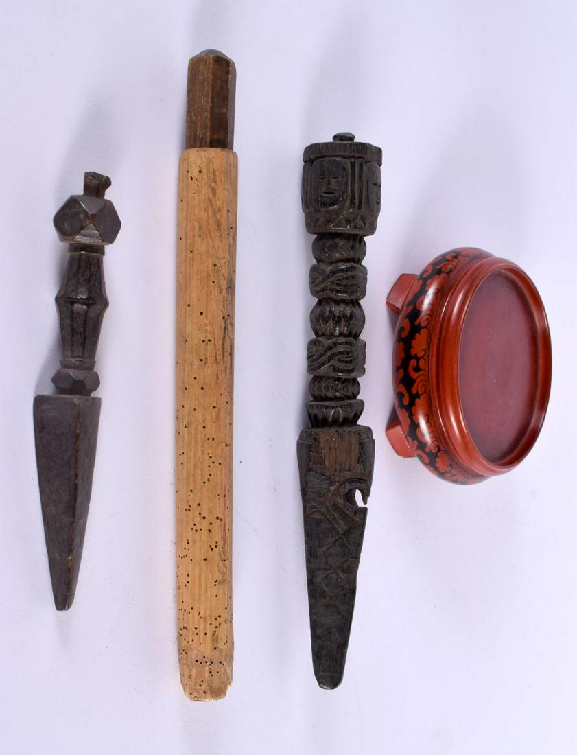 A NEPALESE HIMALAYNA PHURBA together with other similar items and a Thai lacquered stand. Largest 24 (1 of 10)