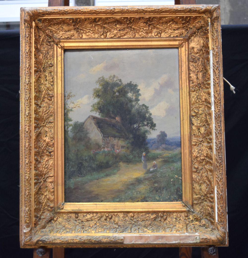 A framed oil on canvas depicting a farm house in the style of L Richards A.K.A Francis E Jamieson (1: A framed oil on canvas depicting a farm house in the style of L Richards A.K.A Francis E Jamieson (1895-1950). 44 x 33 cm.