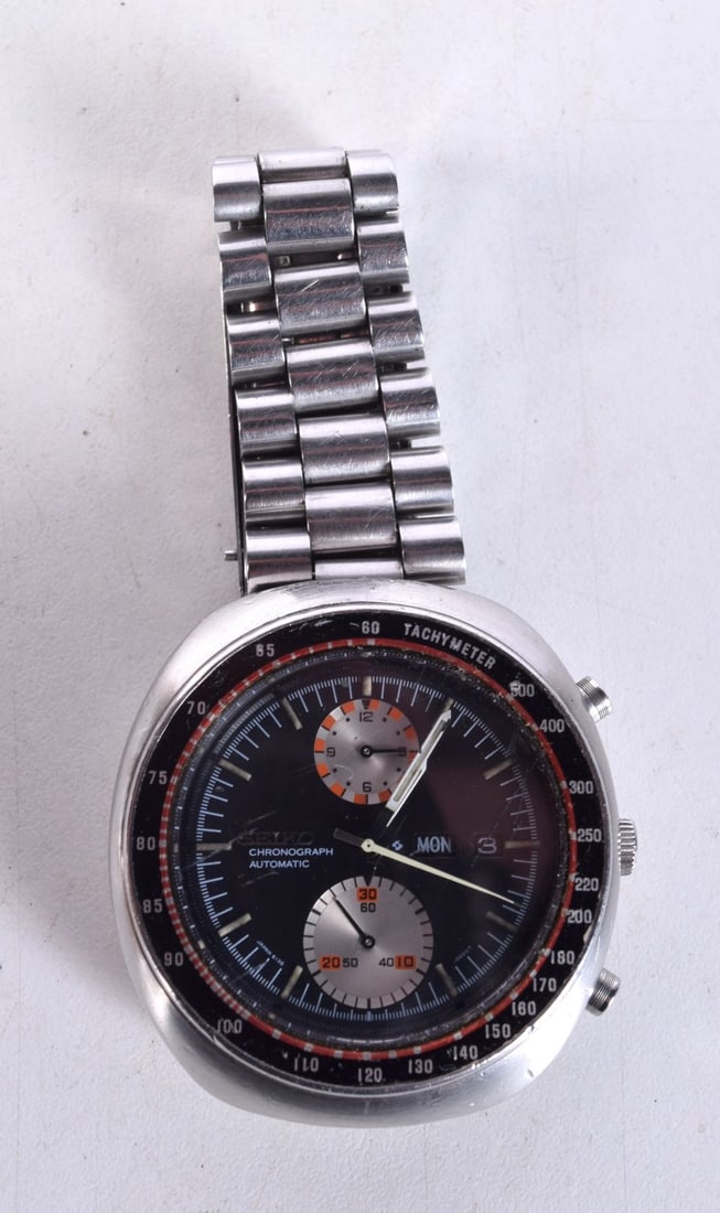 VINTAGE SEIKO SPEEDTIMER CHRONOGRAPH AUTOMATIC WATCH.  Running, Dial 4.5 m(incl crown), 4.3cm (excl (1 of 3)