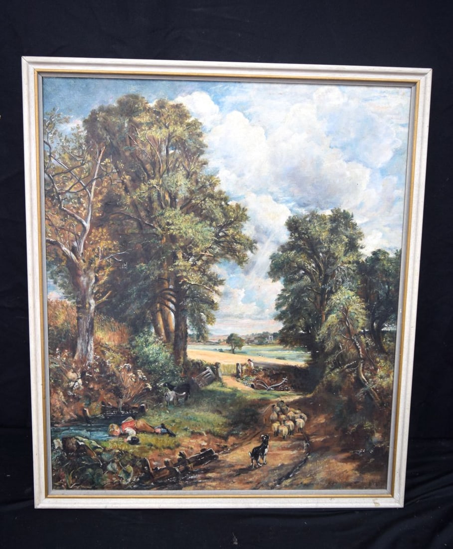 Oil on canvas, After John Constable copy of The Cornfield, signed AGB dated 1962 68 x 58 cm: Oil on canvas, After John Constable copy of The Cornfield, signed AGB dated 1962 68 x 58 cm