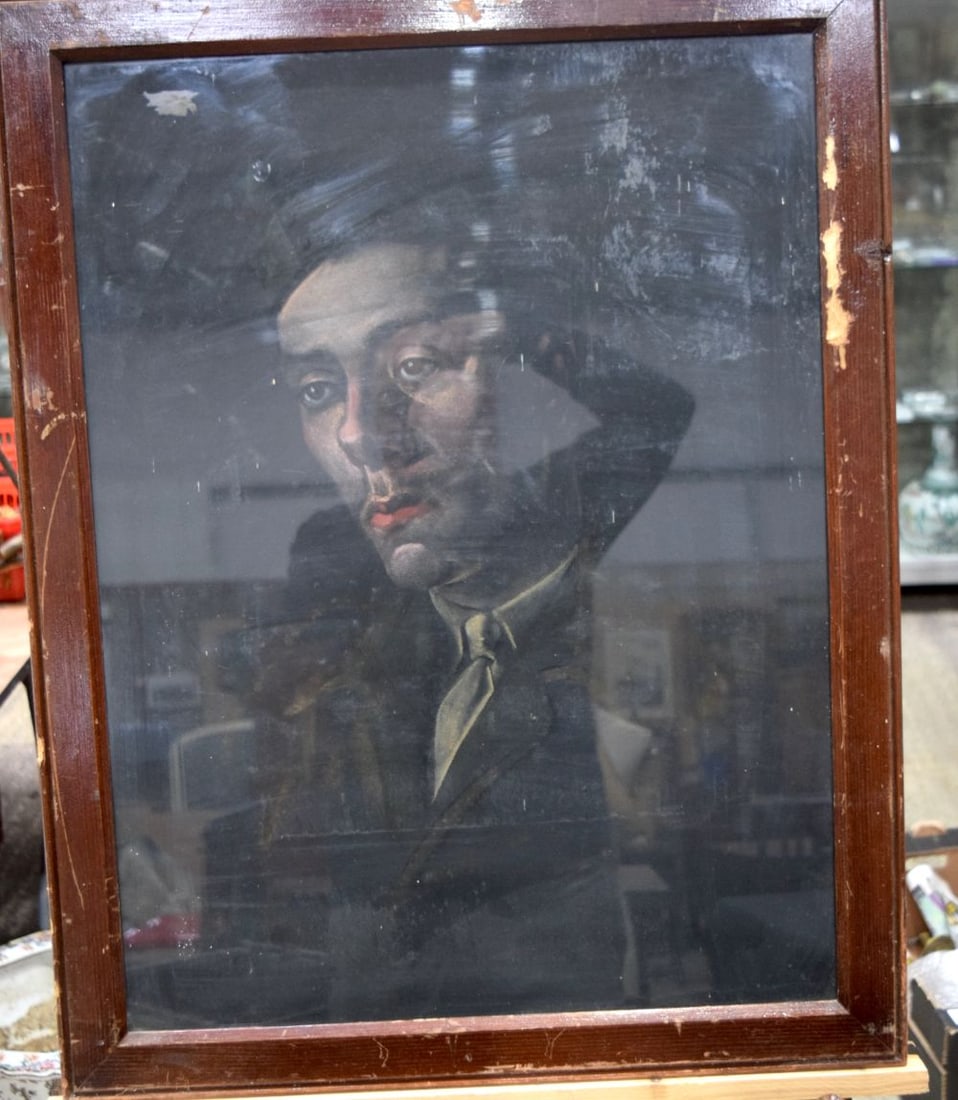 A framed pastel of an American Soldier signed Andrews and dated 1942 68 x 51 cm.: A framed pastel of an American Soldier signed Andrews and dated 1942 68 x 51 cm.