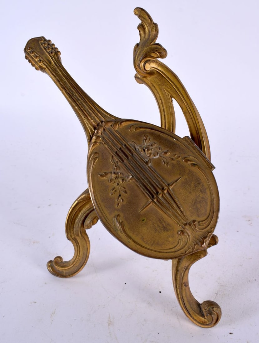 AN ART NOUVEAU FRENCH BRONZE JEWELLERY BOX LYRE CLOCK. 16 cm x 10 cm. (1 of 6)