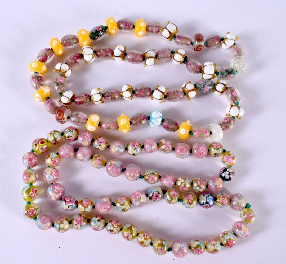 TWO PEKING GLASS NECKLACES.  Longest 72cm (2) (1 of 3)