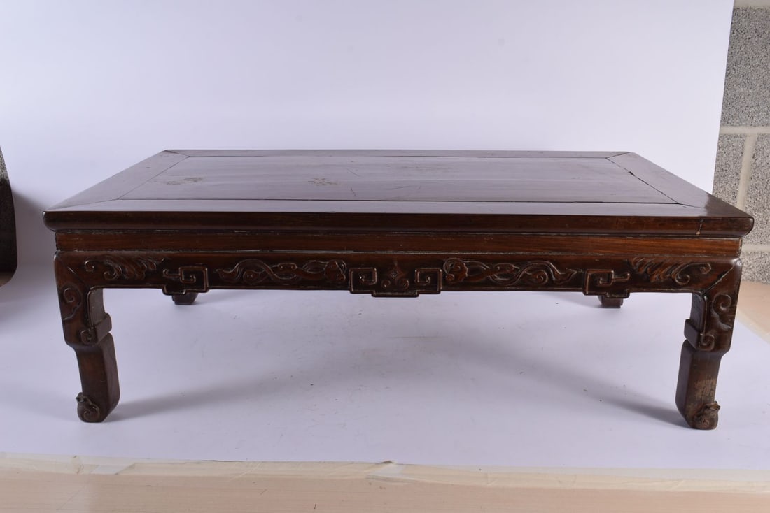 A 19TH CENTURY CHINESE CARVED HARDWOOD LOW OPIUM TABLE Qing, carved in the Ming style. 80 cm x 44 cm (1 of 13)