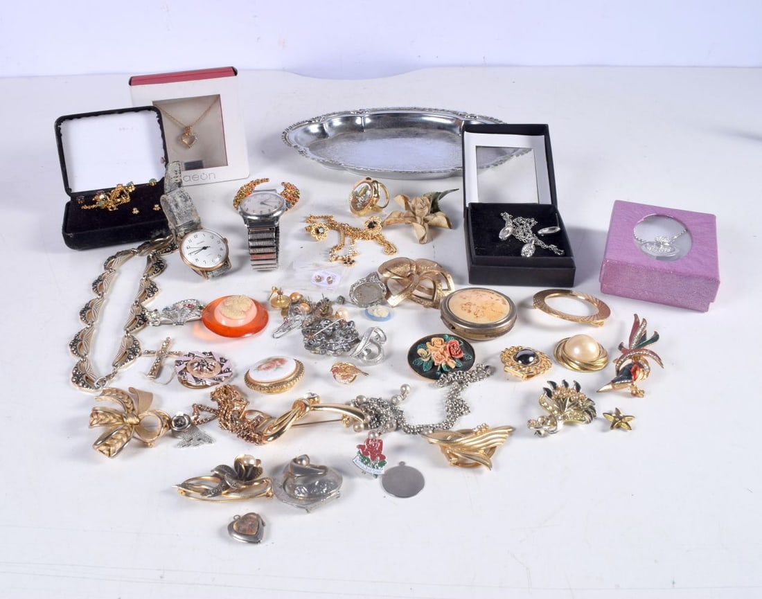 A collection of costume jewellery together with two wrist watches (Qty). (1 of 4)