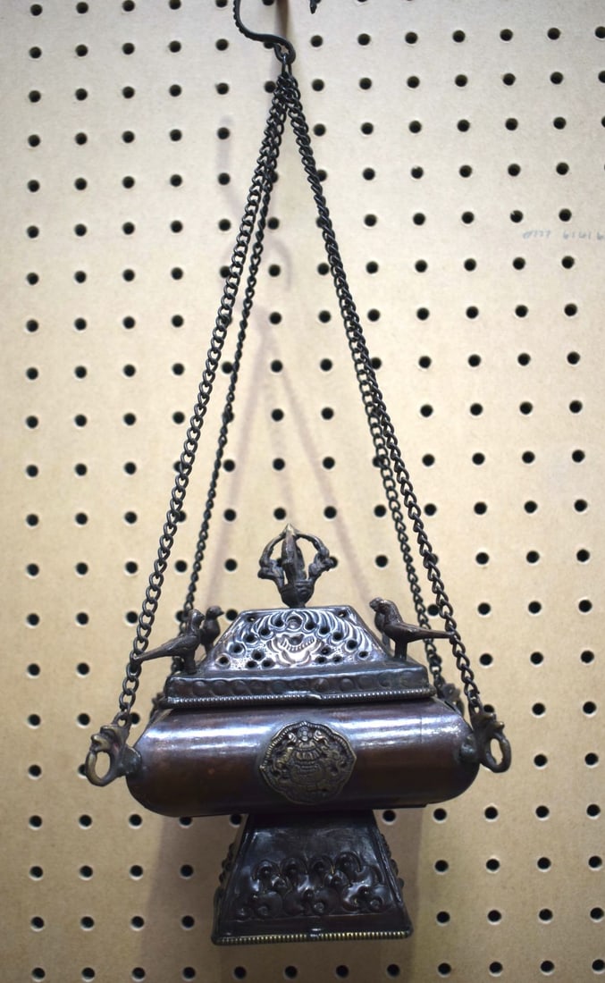 A Tibetan hanging bronzed Incense burner 65 x 42 x 22cm. (1 of 3)