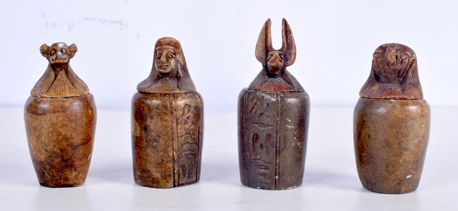A collection of early Egyptian stone canopic burial jars largest 7 cm (4) (1 of 5)