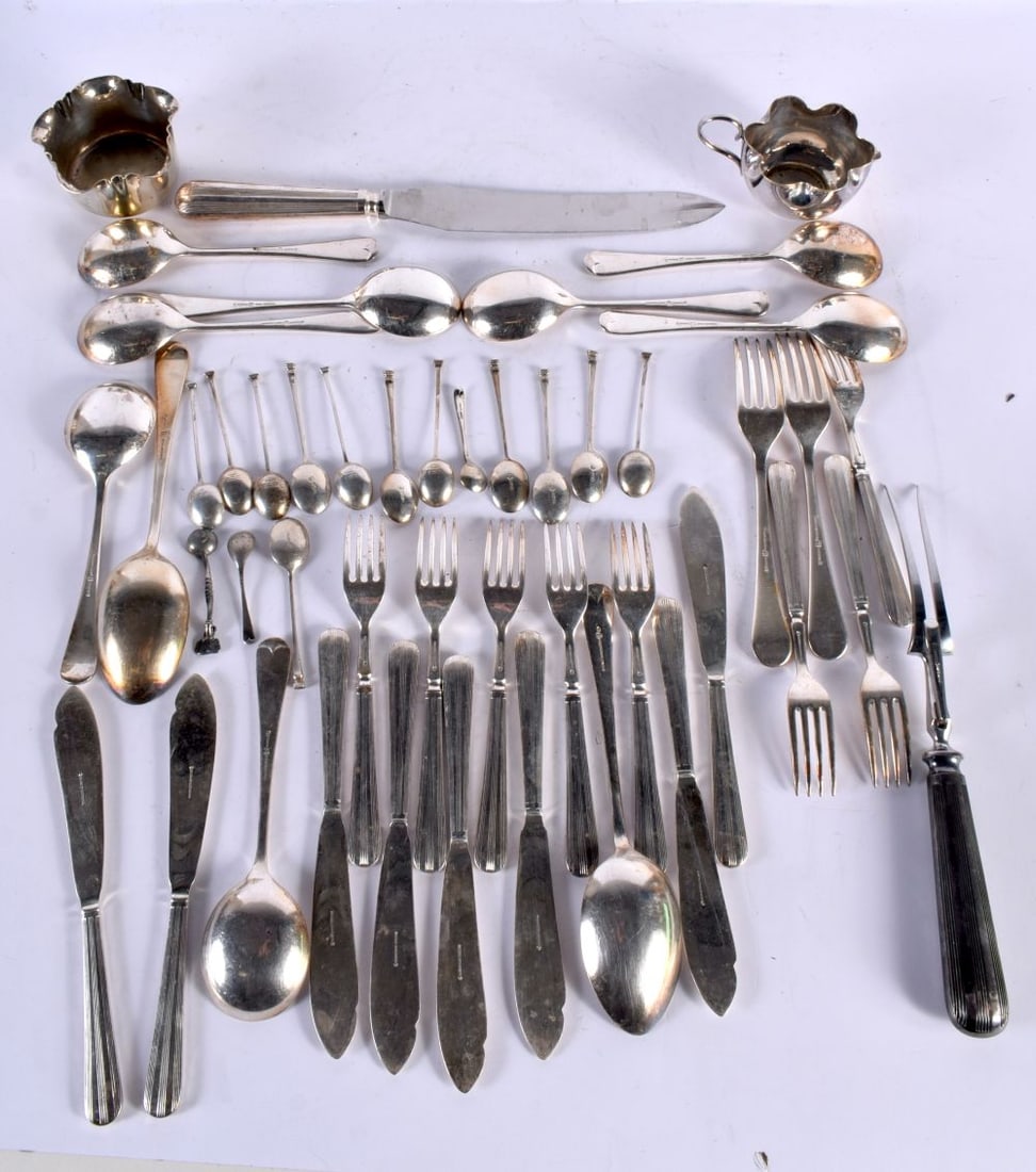 ASSORTED SILVER SPOONS together with plated flatware etc. Silver 91 grams. (qty) (1 of 3)