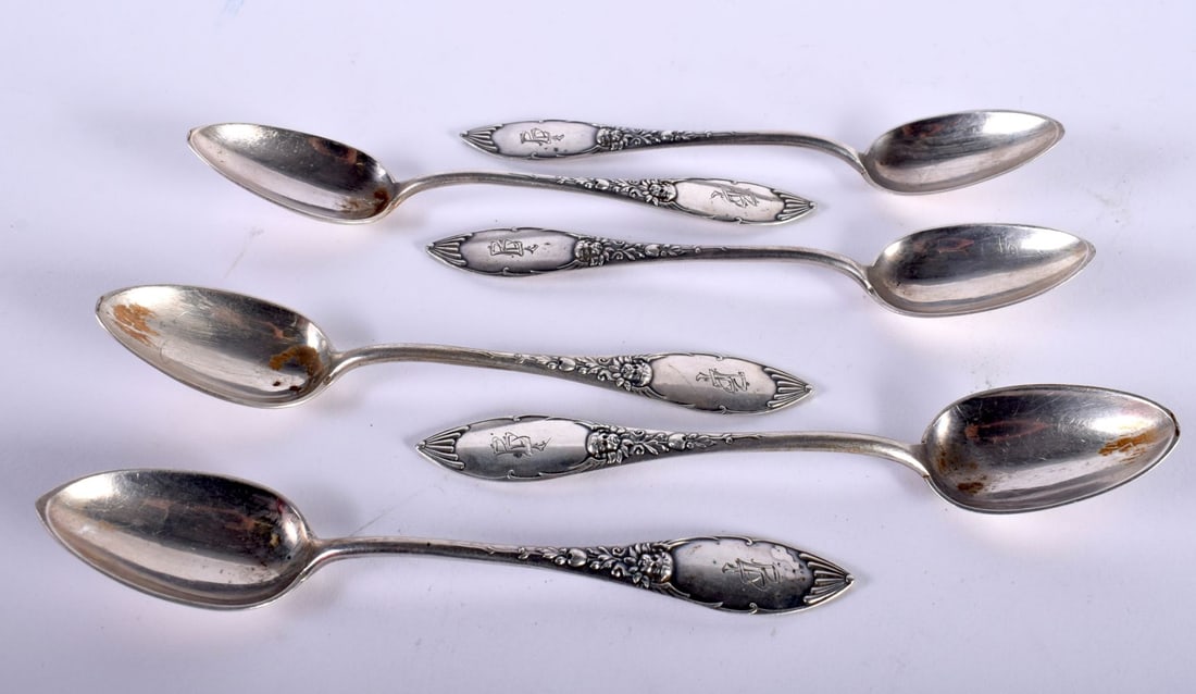 Six Russian Silver Spoons.  Stamped 875, 14.5cm x 2.7cm, total weight 164g (6) (1 of 3)