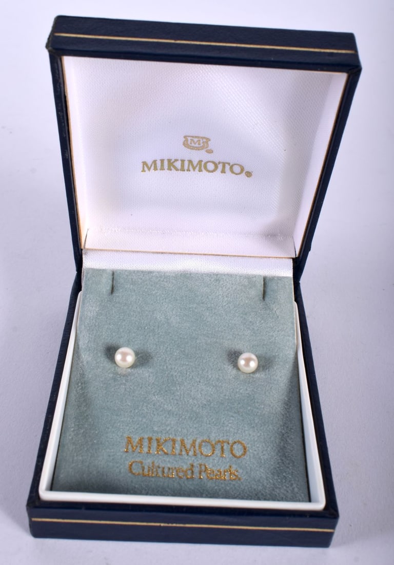 A Cased Pair of Mikimoto Pearl Earrings. (1 of 2)