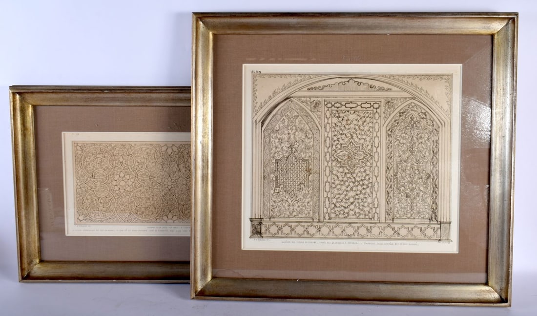 A LOVELY PAIR OF FRENCH ENGRAVINGS Imp Delatre, A De Beaumont Inc, Isphan tile & a similar window di (1 of 8)