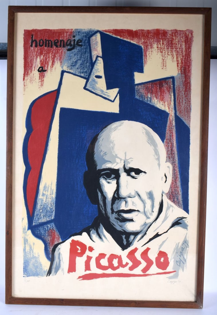 A 1970S SIGNED PICASSO HOMENAJE PRINT No 17 of 200. 90 cm x 60 cm. (1 of 4)