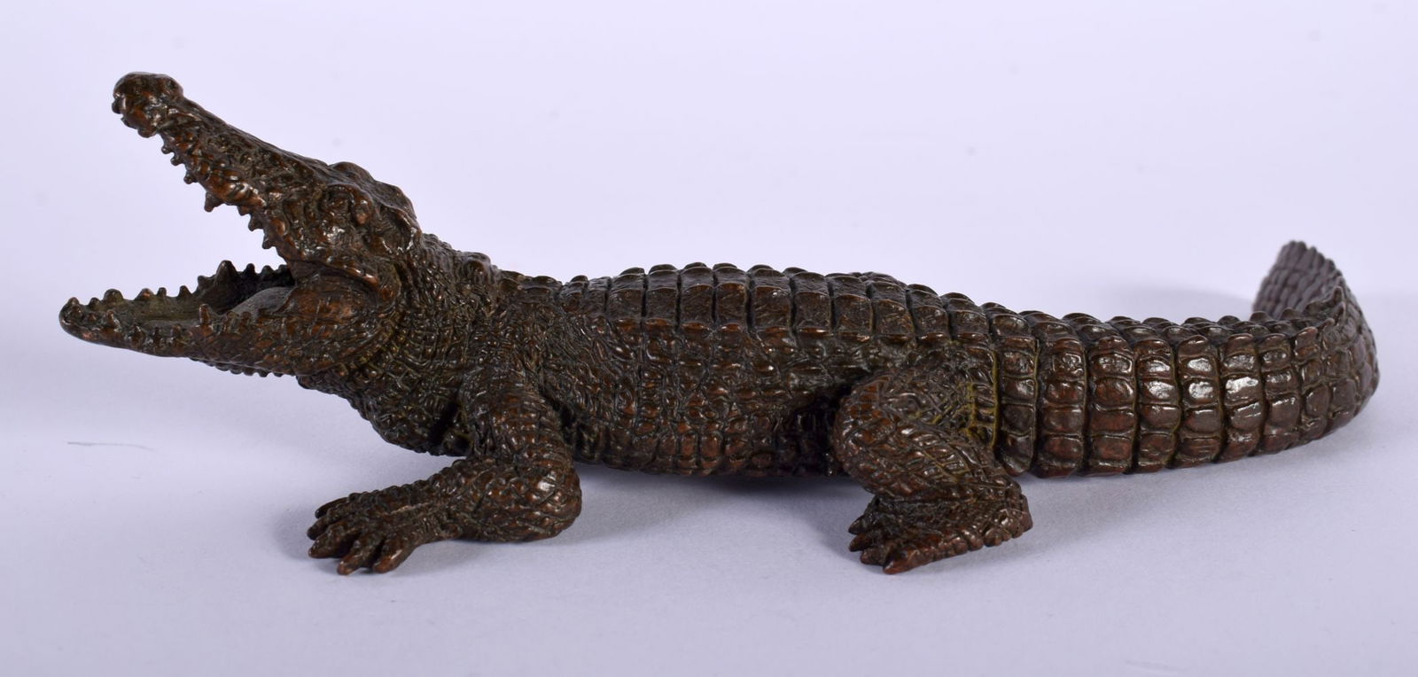 A Japanese Bronze Model of of a Crocodile.  14cm x 5cm x 4.5cm, weight 326g (1 of 4)