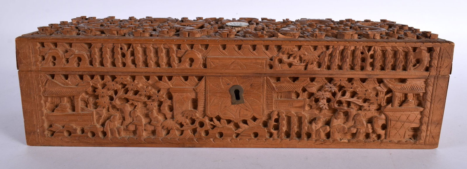 A 19TH CENTURY CHINESE CARVED SANDALWOOD CASKET Qing. 30 cm x 12 cm.: A 19TH CENTURY CHINESE CARVED SANDALWOOD CASKET Qing. 30 cm x 12 cm.