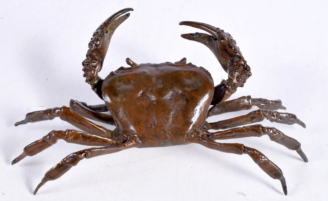 A Japanese bronze Crab  4 x 12 cm. (1 of 2)