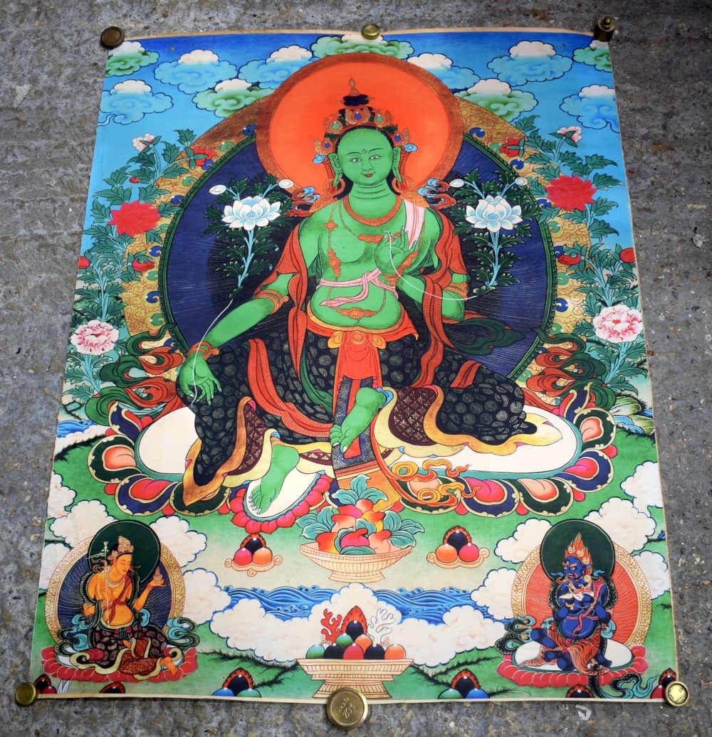 A Tibetan Tanka 90 x 70 cm.: A Tibetan Tanka 90 x 70 cm.