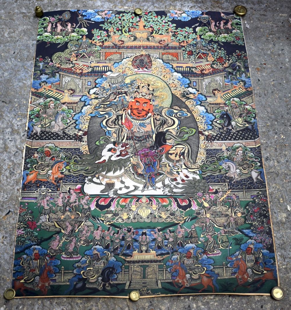 A Tibetan Tanka 90 x 70 cm.: A Tibetan Tanka 90 x 70 cm.