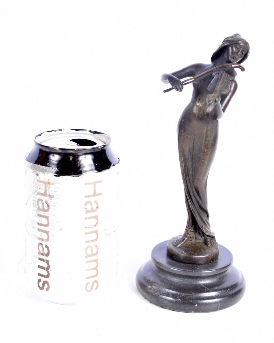A small bronze Violin player 18 cm. (1 of 4)
