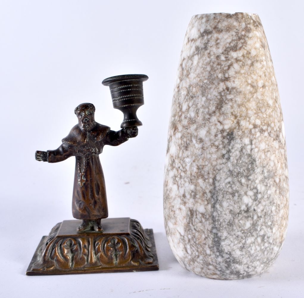 A 19TH CENTURY CONTINENTAL CARVED MARBLE GRAND TOUR VASE together with an early 19h century figural (1 of 4)