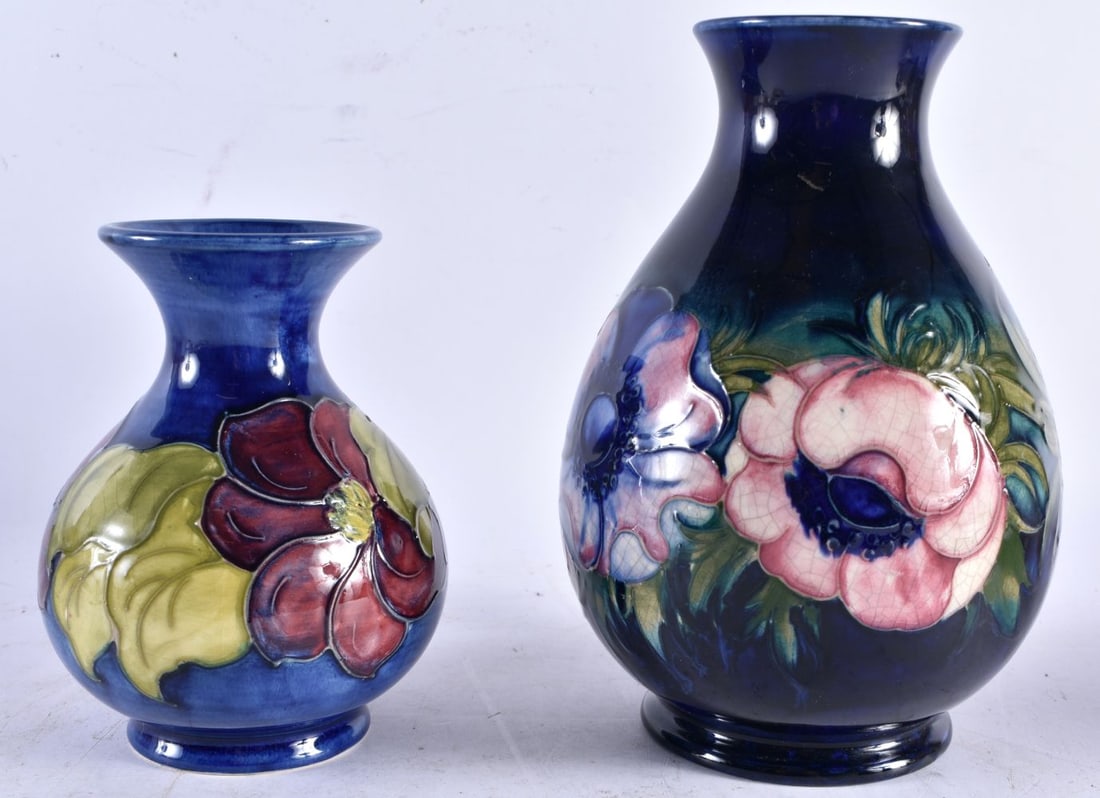 TWO MOORCROFT VASES. Largest 18.5 cm high. (2) (1 of 4)