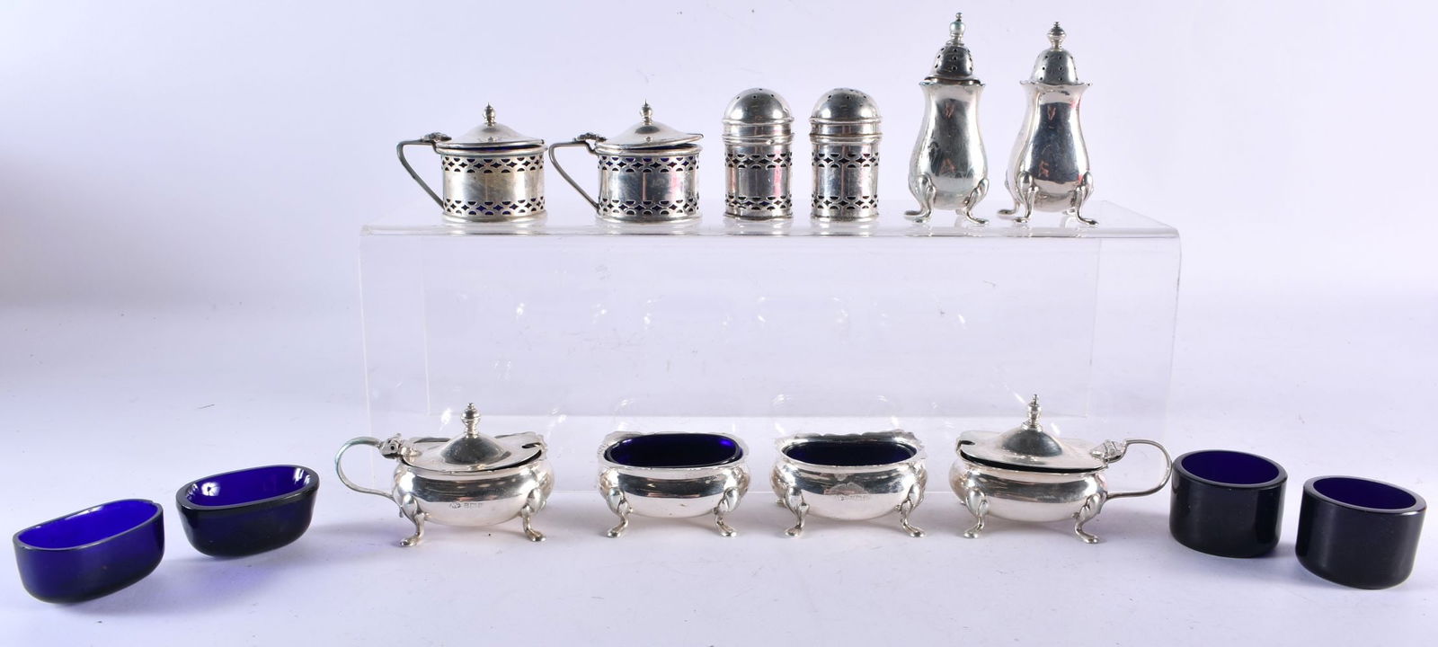 ASSORTED SILVER CRUETS. Weighable silver 258 grams. (qty) (1 of 12)