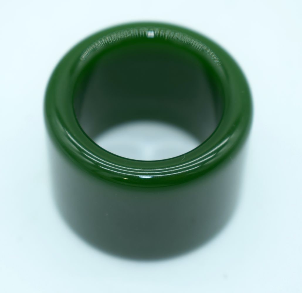 A Green Jade Archers Ring.  Size Z+1.  Weight 26.9g (1 of 3)