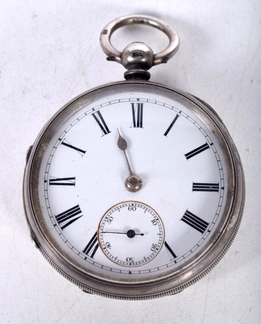 A Victorian Silver Cased Pocket Watch.  Hallmarked Chester 1892.  5.2cm diameter, weight 130.3g, (1 of 4)