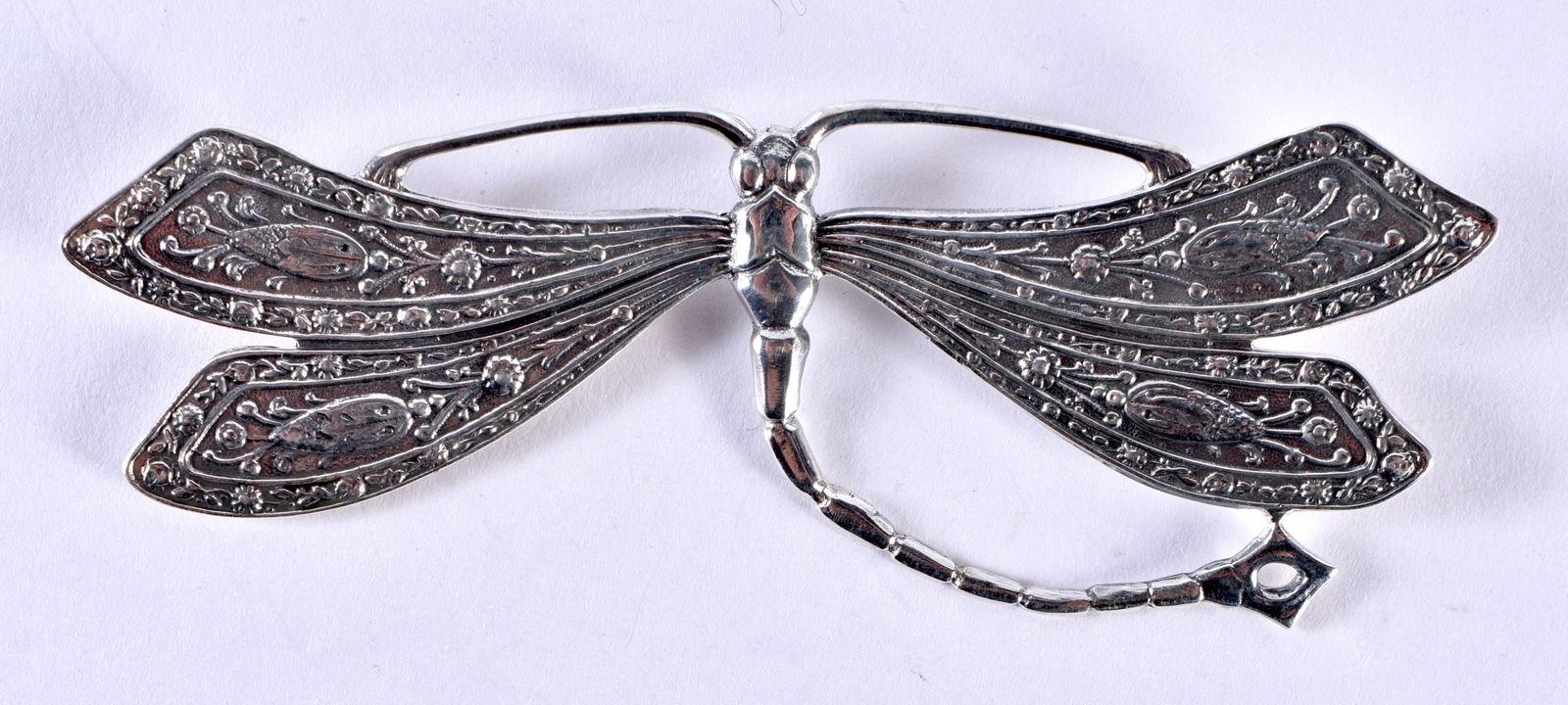A Silver Dragonfly Brooch.  Stamped Sterling, 9.7cm x 3.8cm, weight 19.8g (1 of 2)