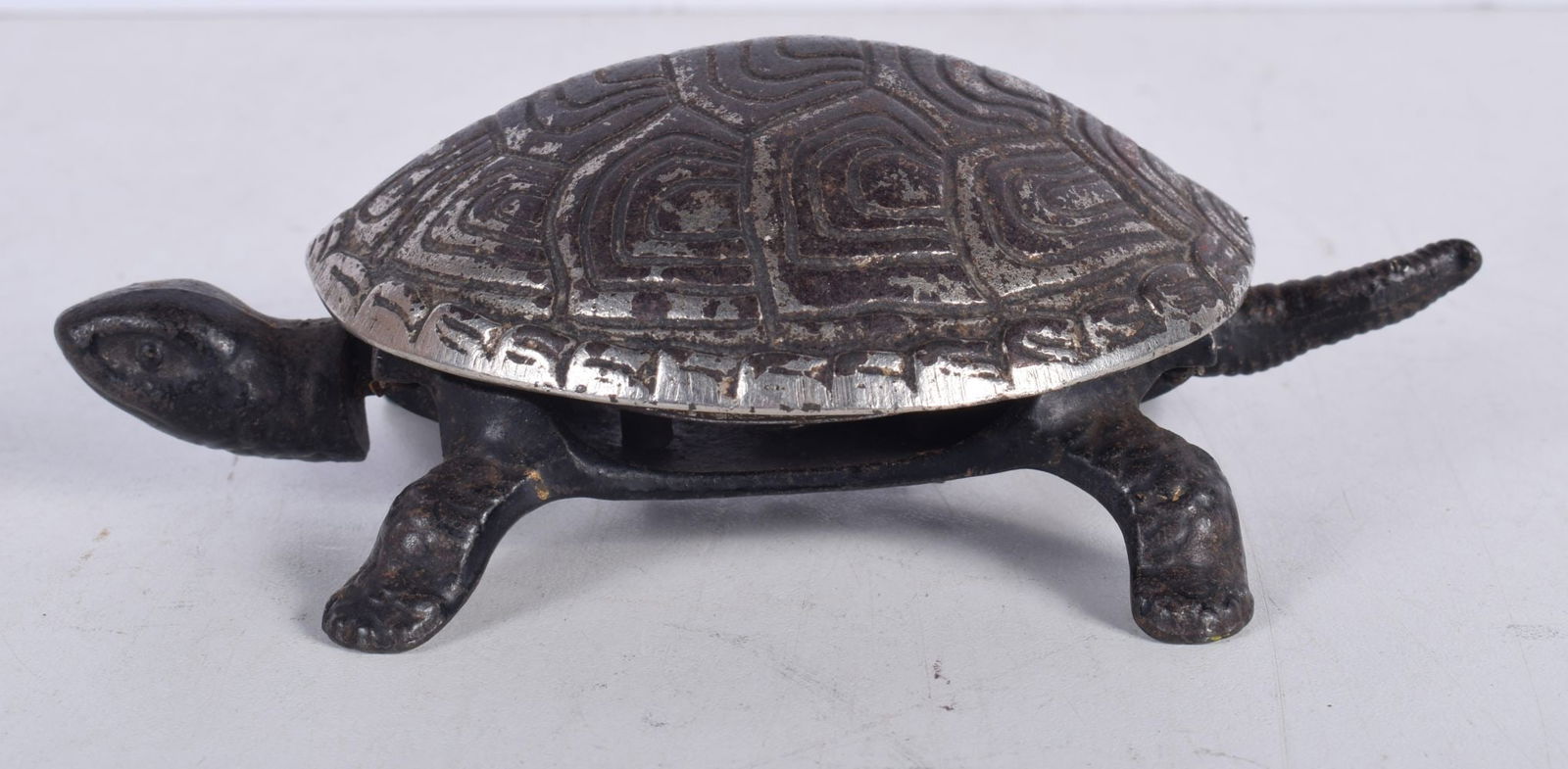 A NOVELTY ANTIQUE TORTOISE DESK BELL. 14 cm x 7 cm. (1 of 3)