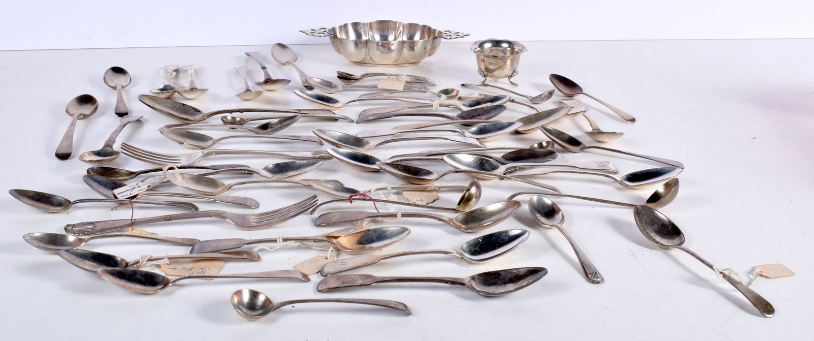 ASSORTED ANTIQUE SILVERWARE. 1175 grams. (qty) (1 of 4)