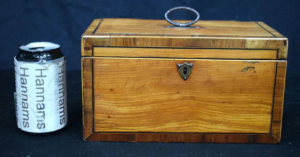 A Victorian Rosewood inlaid Tea caddy 14 x 25 x 14 cm.: A Victorian Rosewood inlaid Tea caddy 14 x 25 x 14 cm.