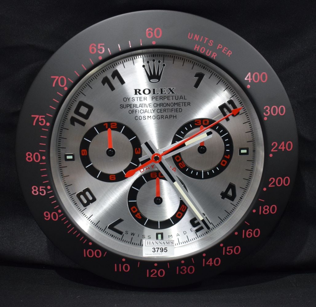 A Contemporary Rolex dealership clock 33 cm.: A Contemporary Rolex dealership clock 33 cm.