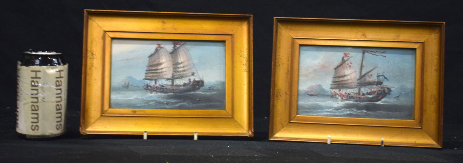 A pair  of small watercolours of Chinese junks at sea.10 x 16 cm.(2). (1 of 4)