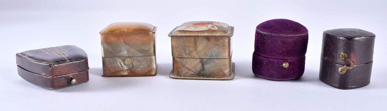 Five Small Antique Ring Boxes. (5) (1 of 4)