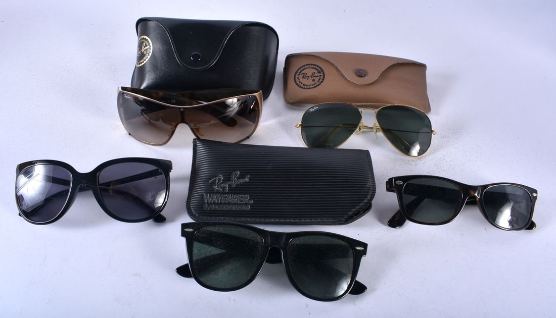 Five Pairs of Ray-Ban Sunglasses (3 with Cases) (5): Five Pairs of Ray-Ban Sunglasses (3 with Cases) (5)