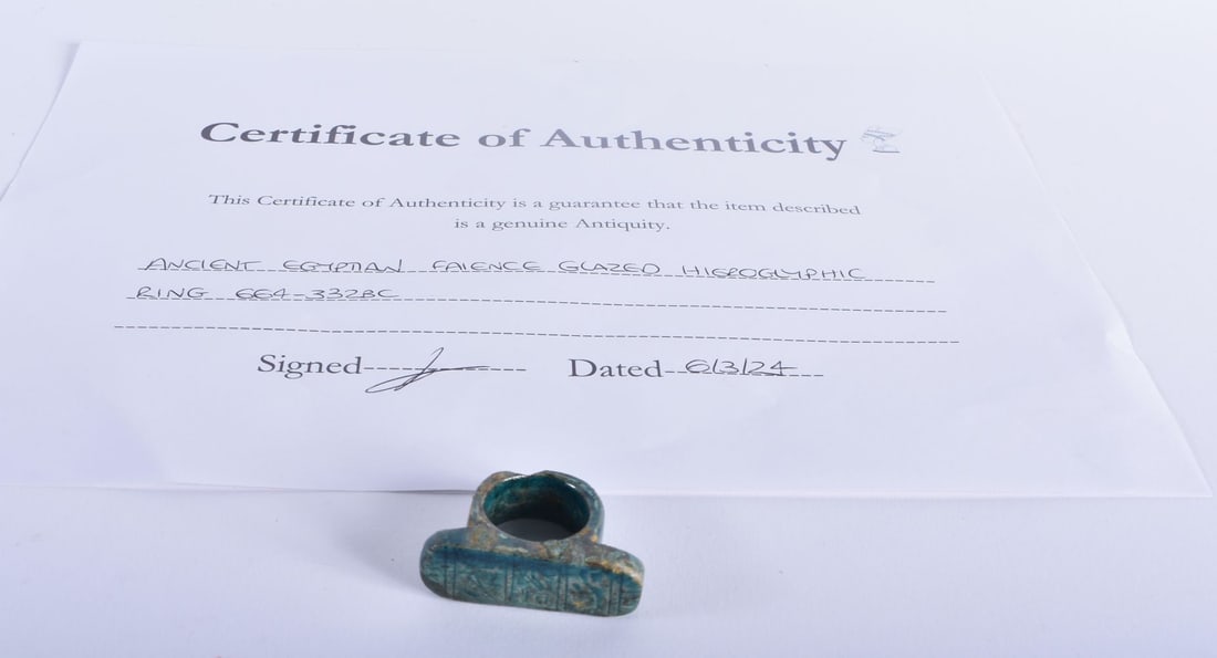 AN ANCIENT EGYPTIAN FAIENCE GLAZED RING 664-332 BC. 4 cm x 3 cm. (1 of 3)