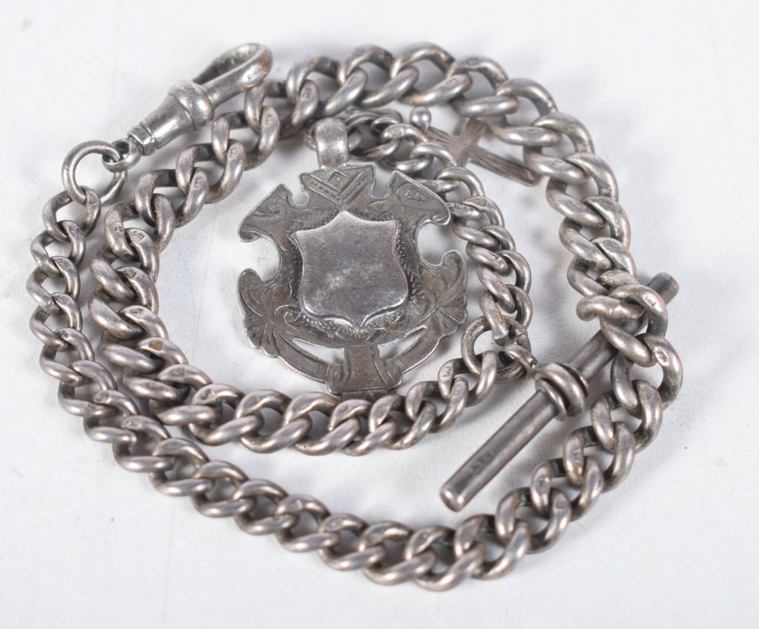 Am Edwardian Silver Fob Chain Hallmarked Birmingham 1907. 35cm long, weight 42.4g: Am Edwardian Silver Fob Chain Hallmarked Birmingham 1907. 35cm long, weight 42.4g