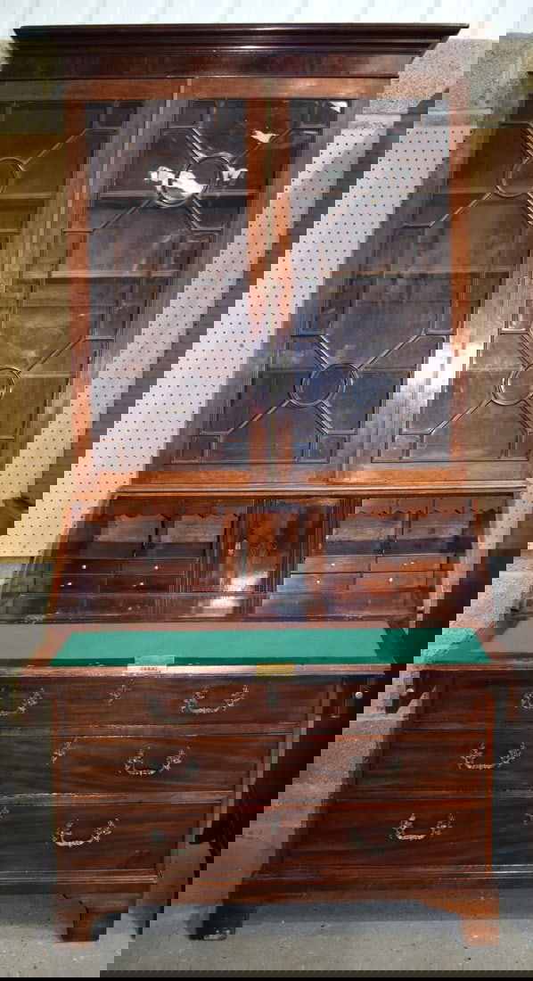 A Georgian Mahogany Secretaire glazed bookcase 230 x 108 x 53 cm. (1 of 5)