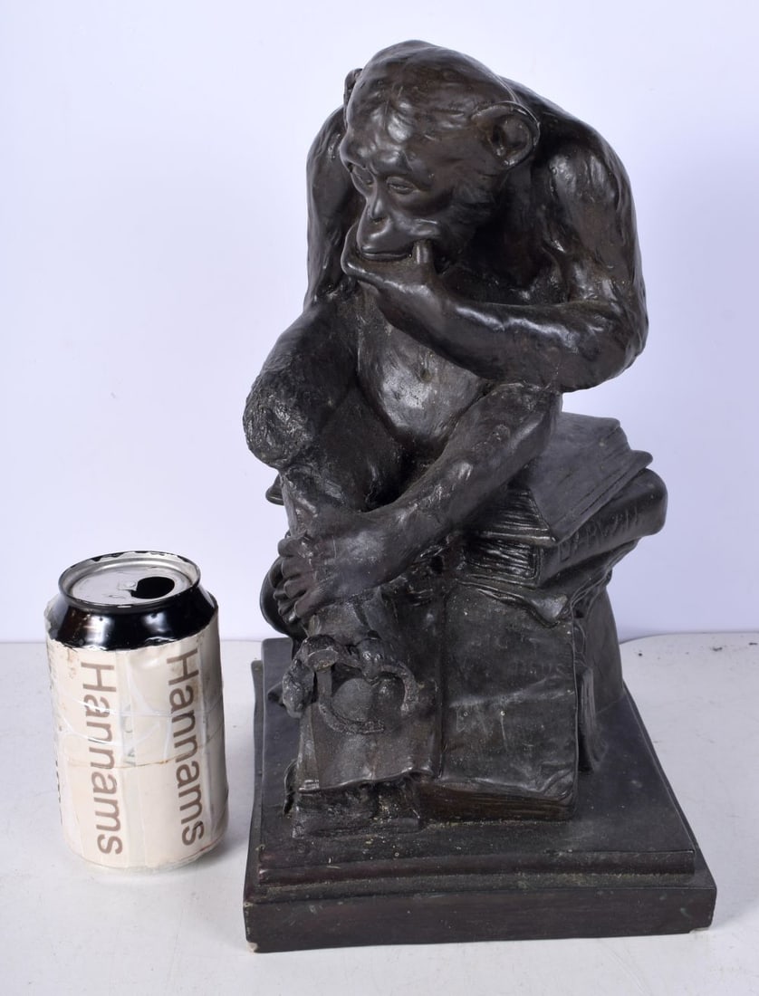 A Bronzed study of Darwin's monkey 32 cm. (1 of 5)