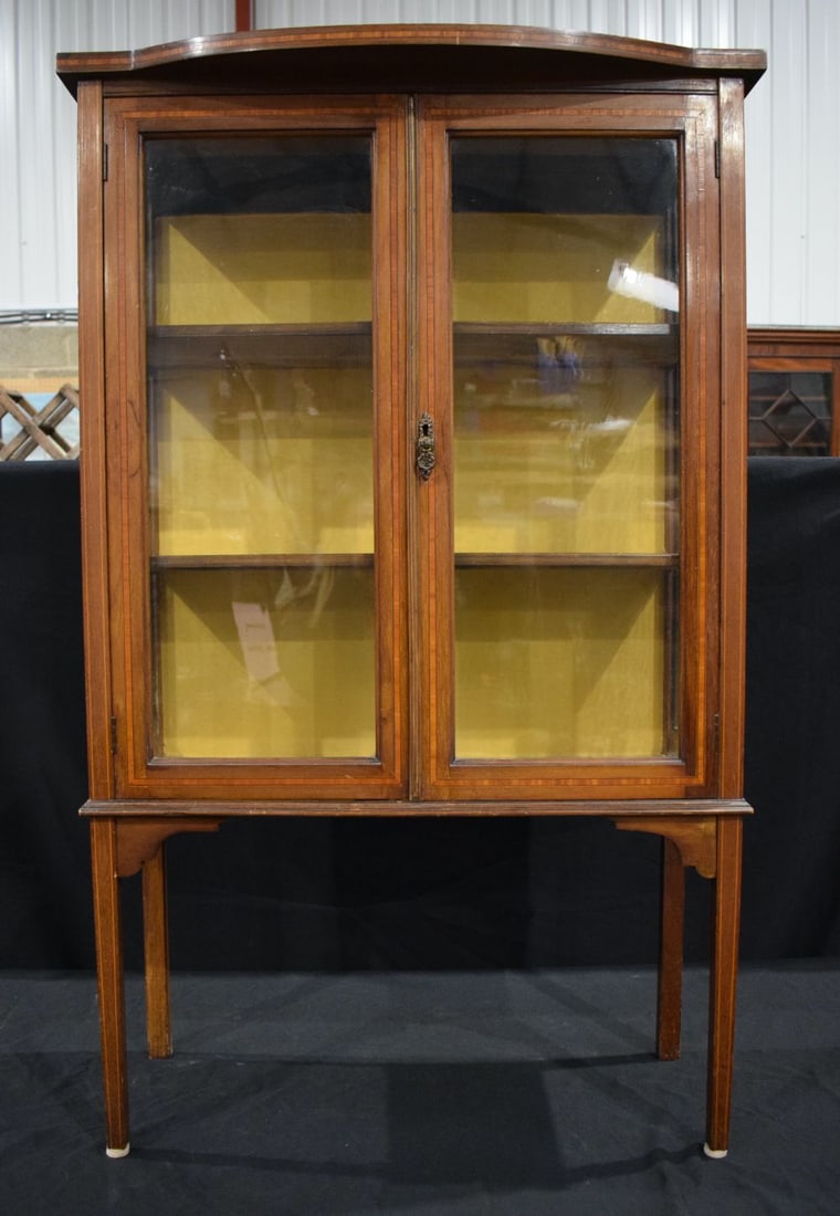 An Edwardian glass fronted inlaid display cabinet 120 x 76 x 34 cm (1 of 5)