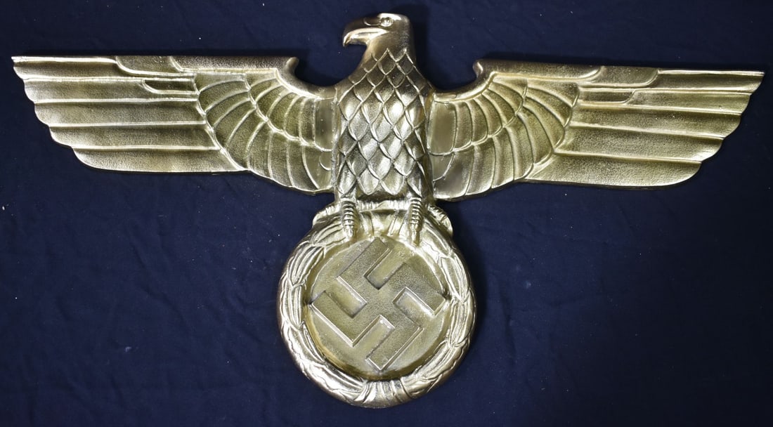 A large gilt metal German Eagle plaque 50cm x 96cm (1 of 5)