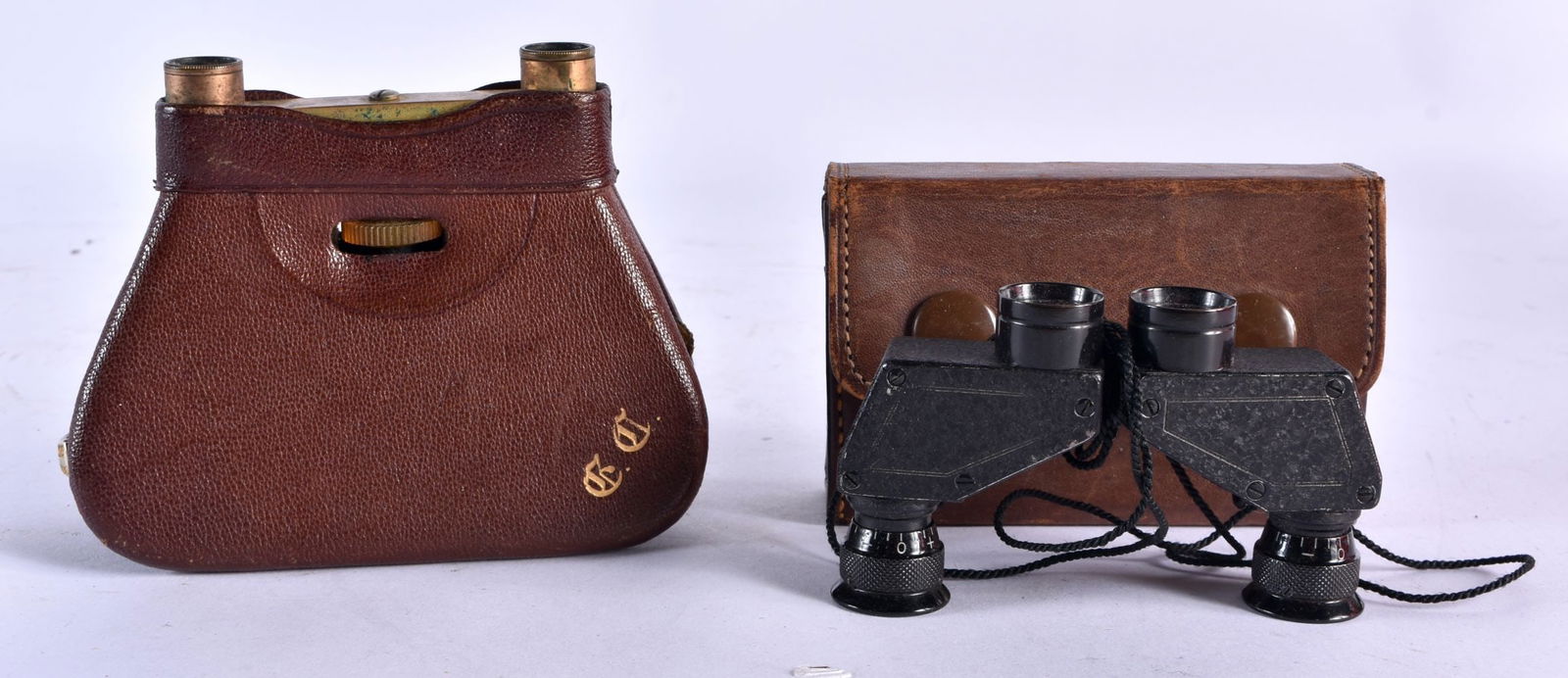 TWO UNUSUAL PAIRS OF ANTIQUE OPERA GLASSES. Largest 8 cm x 6 cm. (2) (1 of 7)