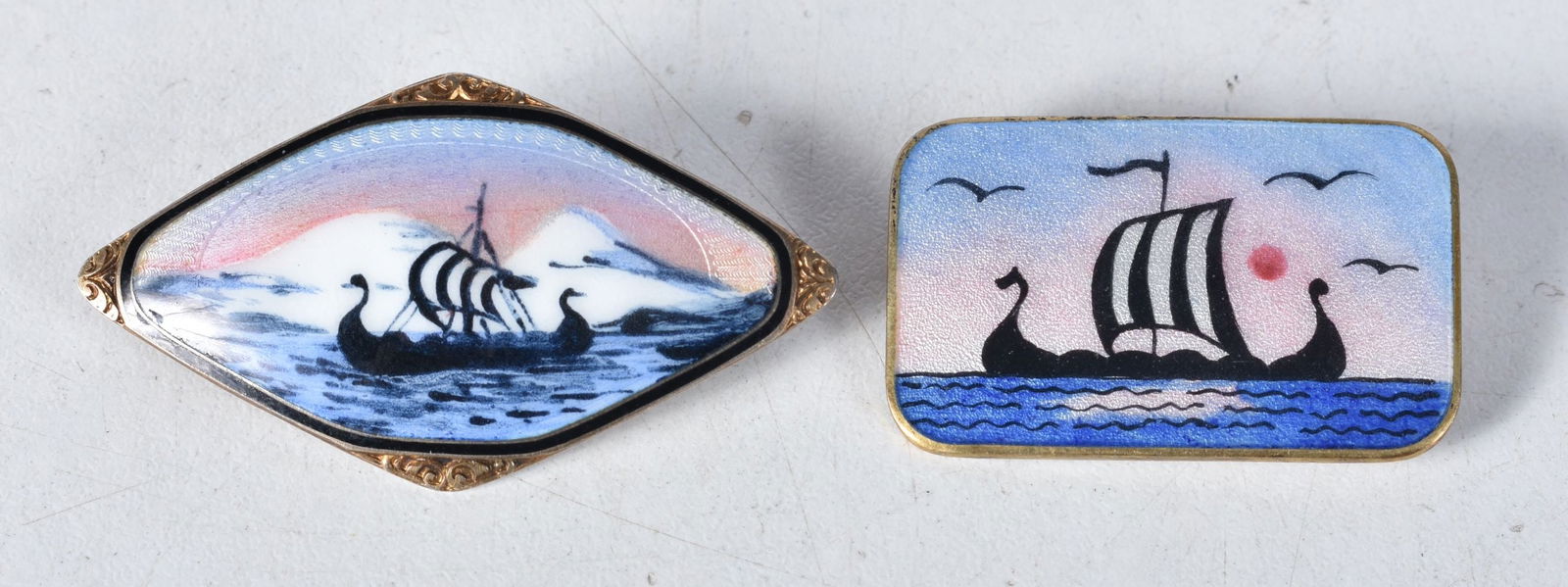 Two Norwegian silver enamel brooches including Hjortdahl and Askel Holmsen.  Stamped Norway Sterling (1 of 3)