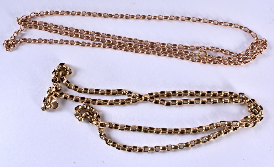 Two 9 Carat Gold Chains.  Longest 65cm, total weight 23g (2) (1 of 6)